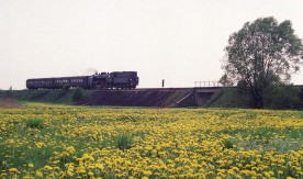 Parowóz Pt47 z pociągiem osobowy w Wolsztynie, 01.05.1993.
Fot. J....